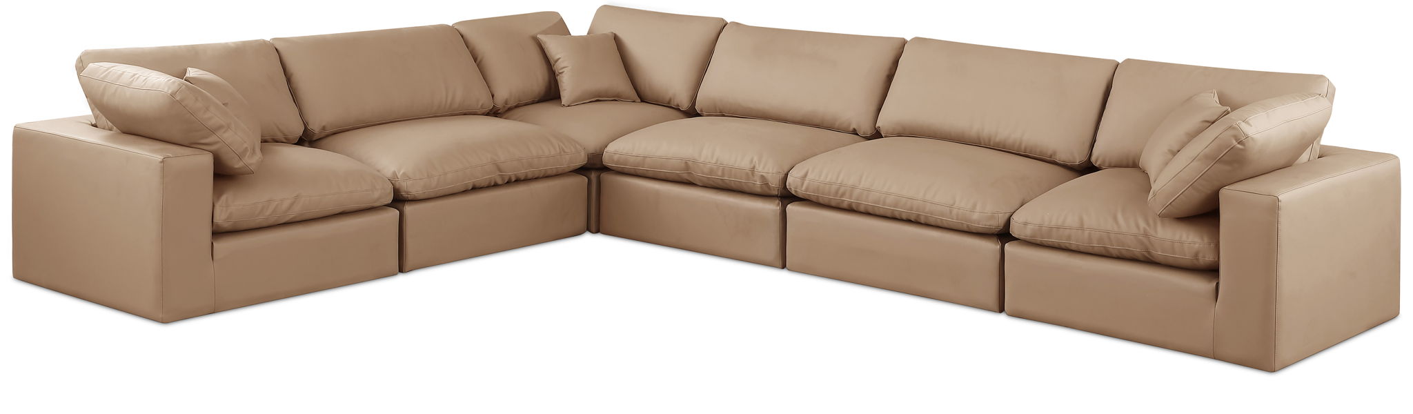 Comfy - 6 Piece Faux Leather Modular Corner Sectional - Tan - Urban Living Furniture (Los Angeles, CA)