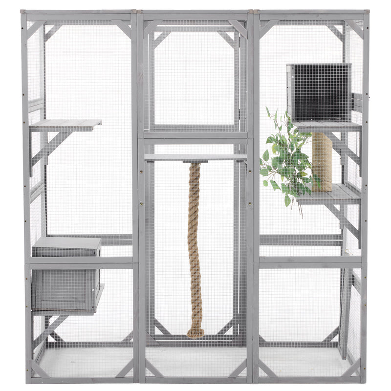 Outdoor Cat House, Diy Cat Enclosure Catio With Double Enter Doors