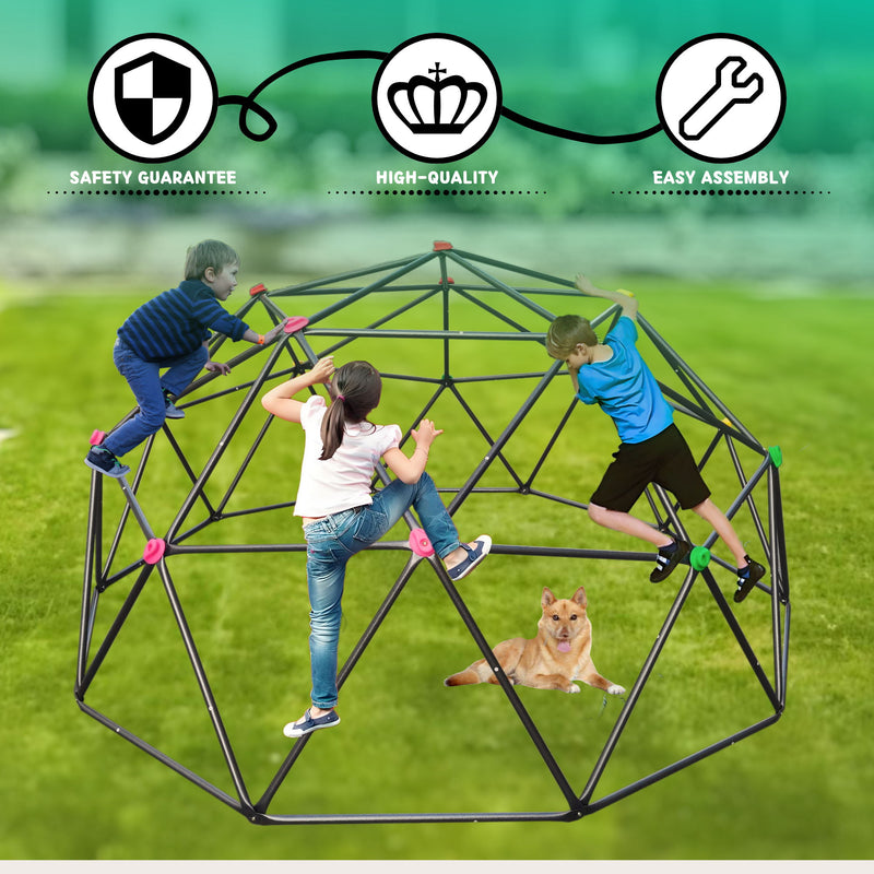 Xcf006 Ten Sided Climbing Frame For Outdoor Playground For Age 3+ Climber With Colorful Climbing Stones 10Ft - Black