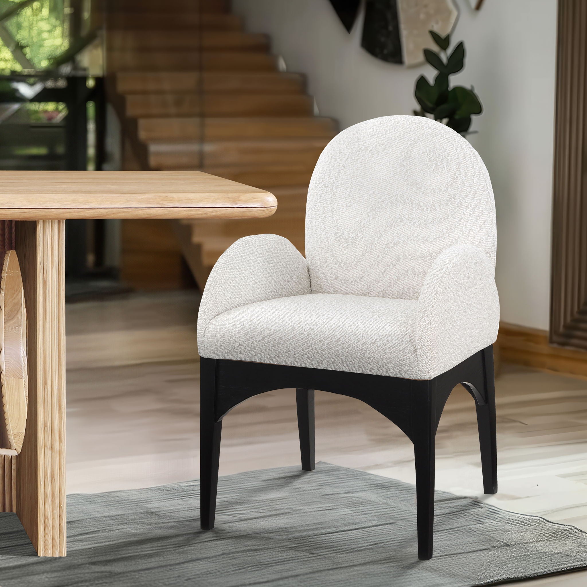 Waldorf - Boucle Dining Arm Chair With Black Legs - Urban Living Furniture (Los Angeles, CA)