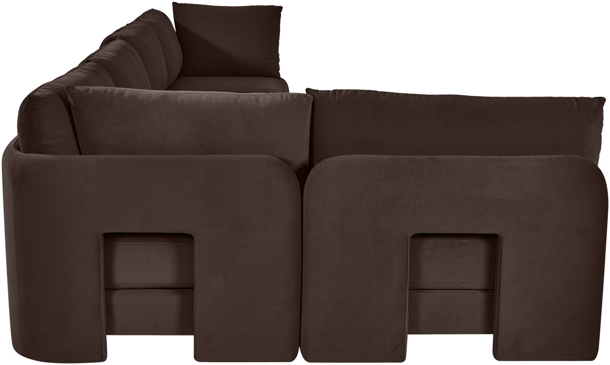 Hammond - Velvet Performance Fabric Upholstered 5 Piece L-Shaped Sectional