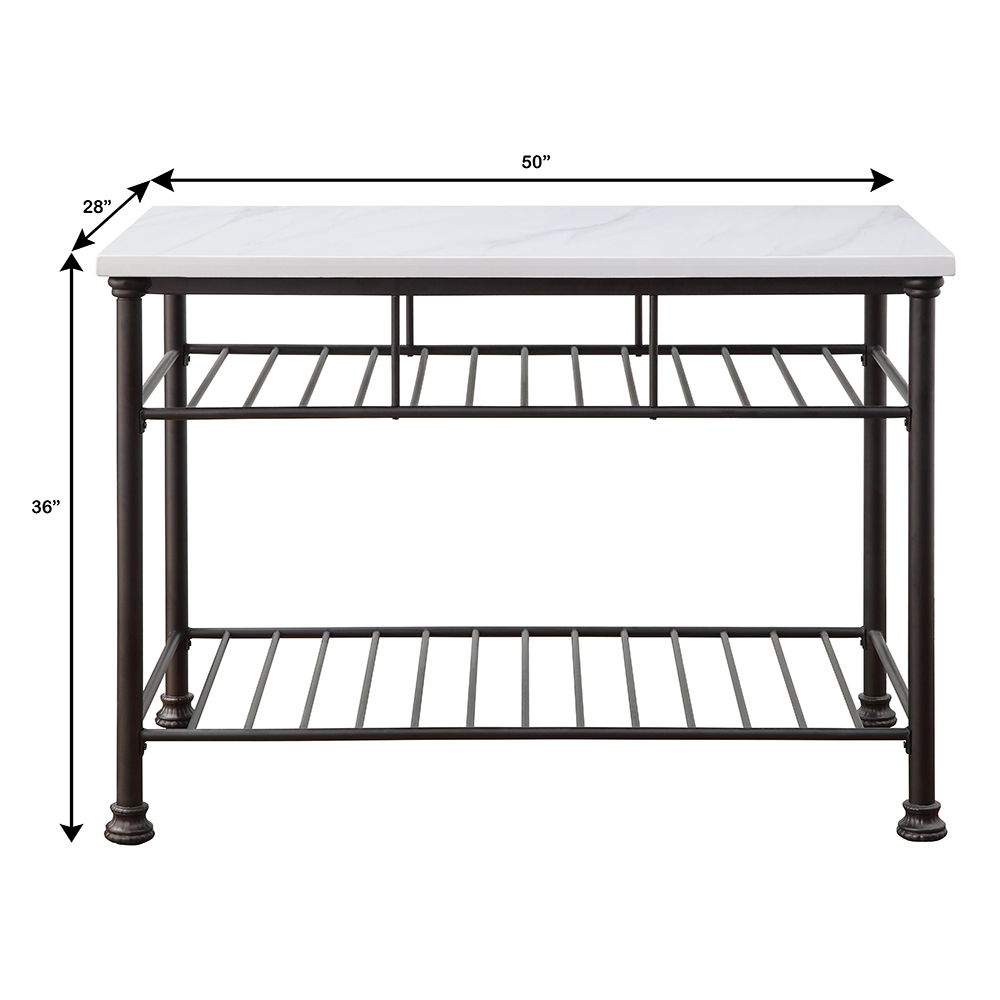 Freyja - Kitchen Island - White Cultured Marble Top & Gray - Urban Living Furniture (Los Angeles, CA)