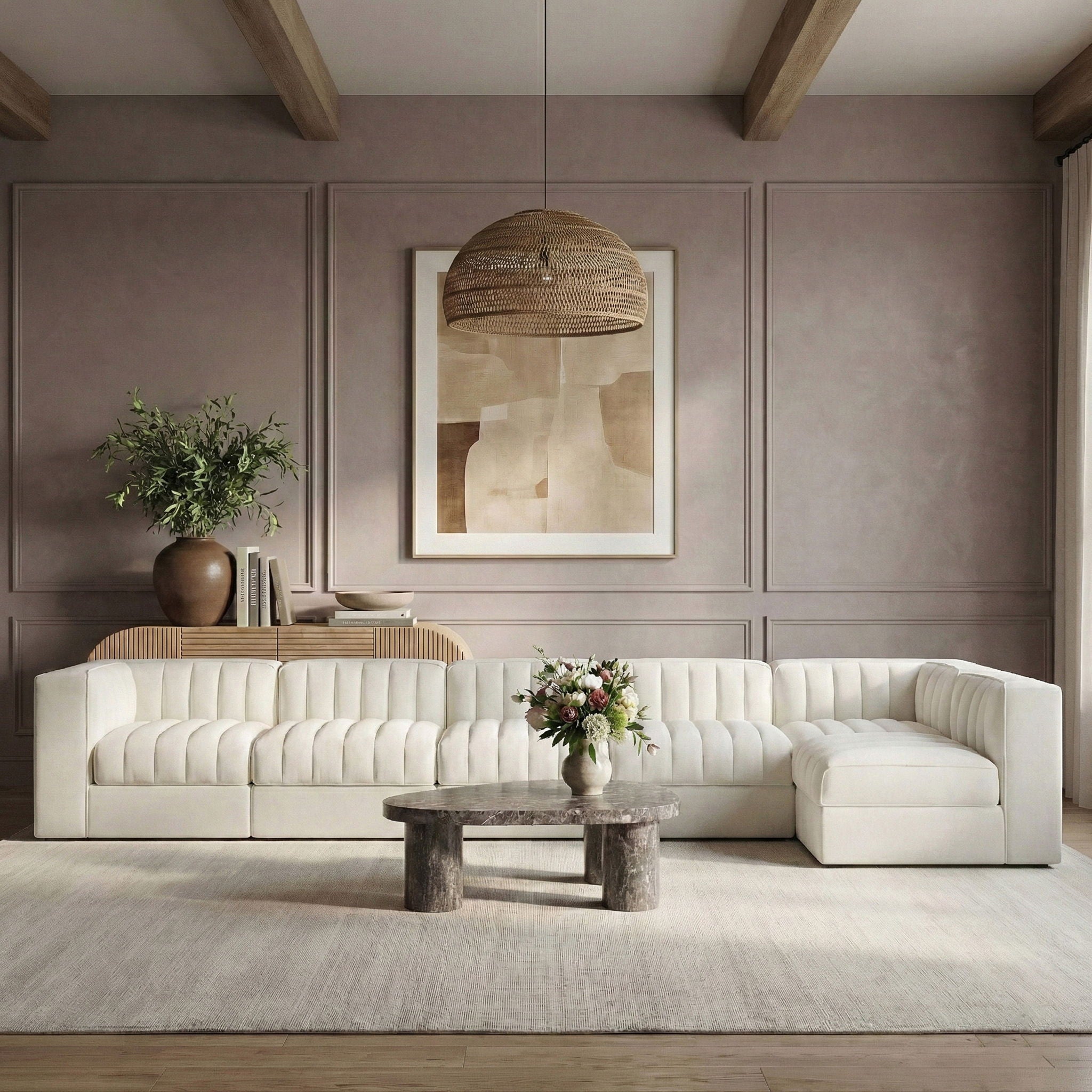 Rummi - Velvet Performance Fabric Upholstered 6 Piece Modular Sectional, L-Shaped (Right) - Urban Living Furniture (Los Angeles, CA)