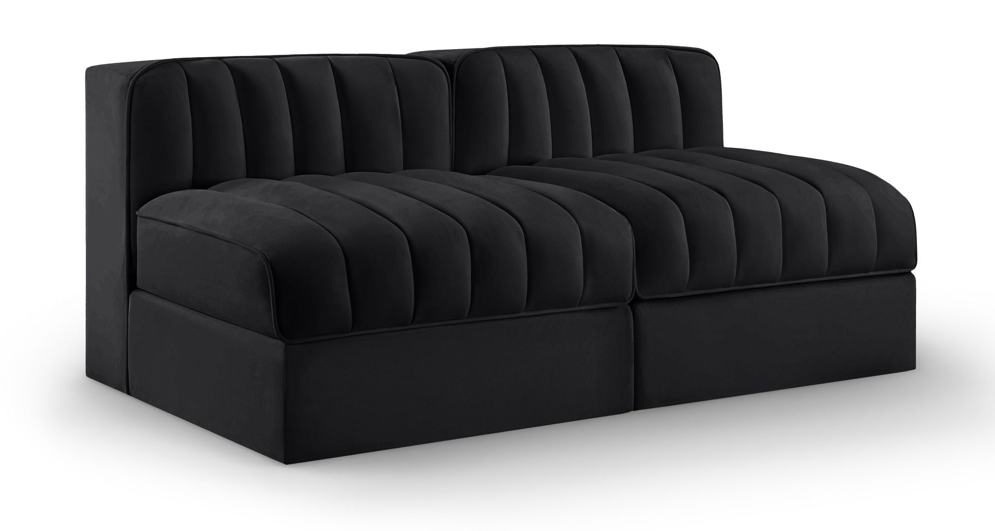 Rummi - Velvet Performance Fabric Upholstered 2 Piece Modular Armless Loveseat - Urban Living Furniture (Los Angeles, CA)