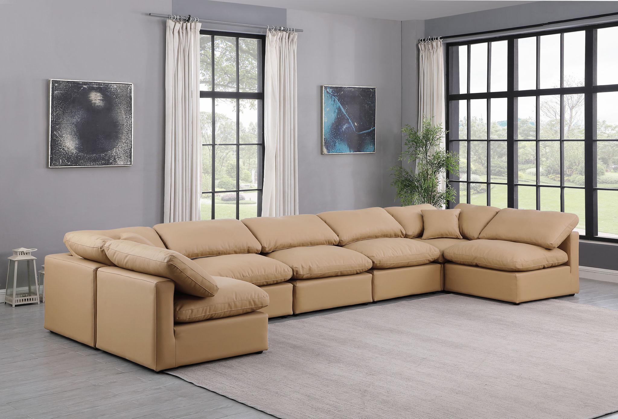 Indulge - Faux Leather 7 Piece Modular U-Shaped Sectional - Tan - Urban Living Furniture (Los Angeles, CA)