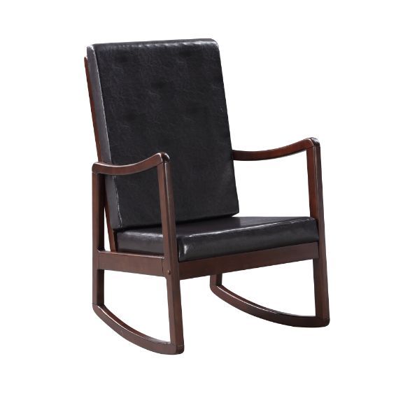 Raina - Rocking Chair - Dark Brown Synthetic Leather & Espresso - Urban Living Furniture (Los Angeles, CA)