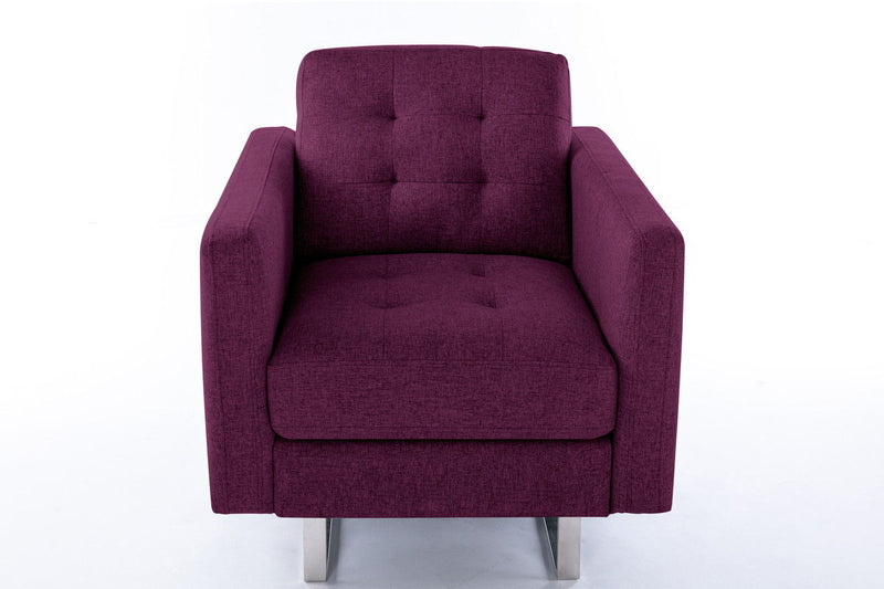 Victoria - Linen Fabric Armchair With Metal Legs, Side Pockets, And Pillow - Urban Living Furniture (Los Angeles, CA)