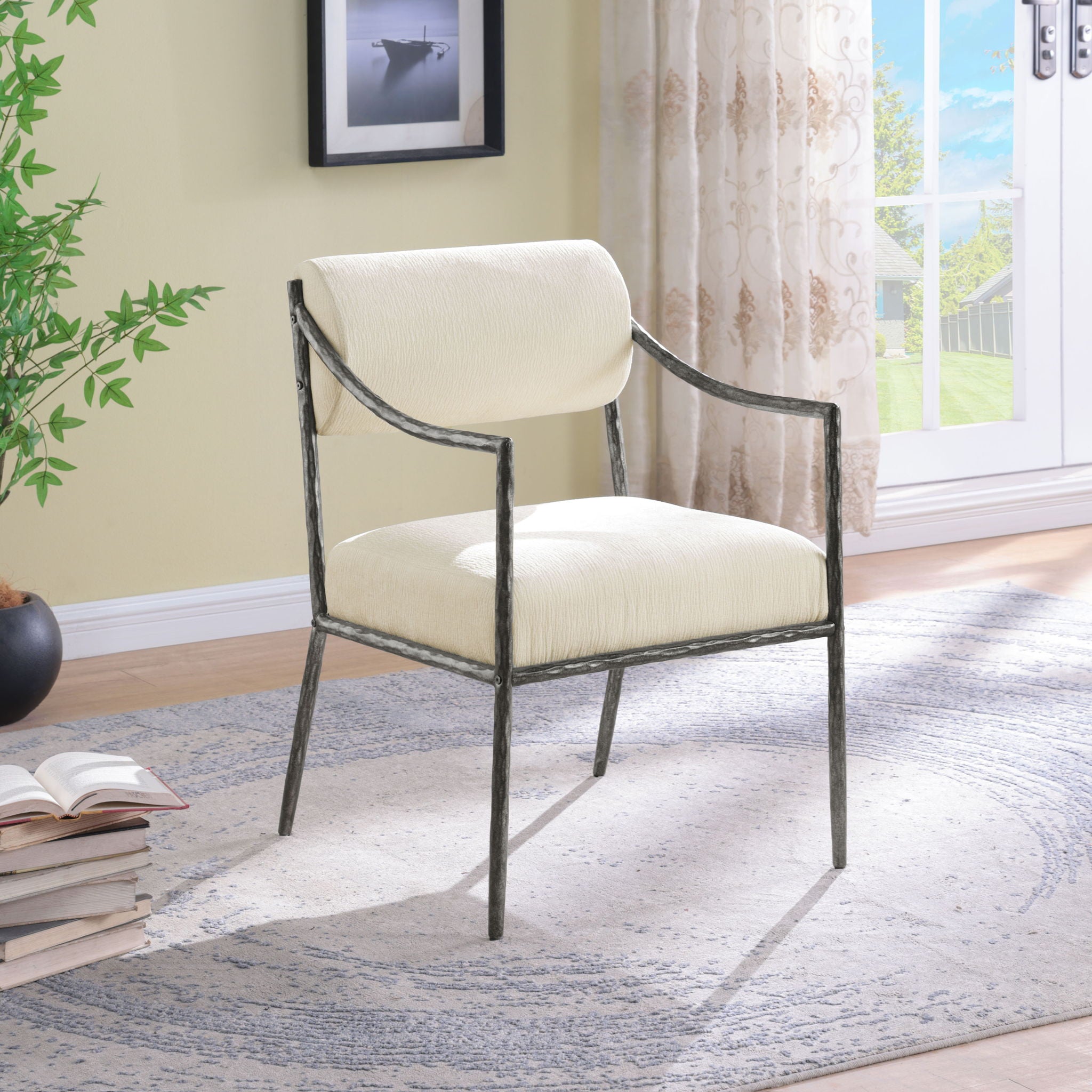 Bastille - Upholstered Dining Arm Chair (Set of 2) - Silver Frame - Urban Living Furniture (Los Angeles, CA)