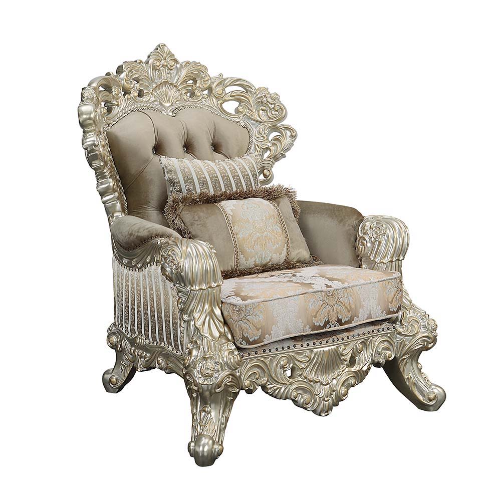 Sorina - Chair With 2 Pillows - Velvet, Fabric & Antique Gold - Urban Living Furniture (Los Angeles, CA)