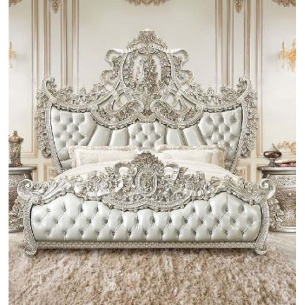 Sandoval - Eastern King Bed - Beige Synthetic Leather & Champagne - Urban Living Furniture (Los Angeles, CA)