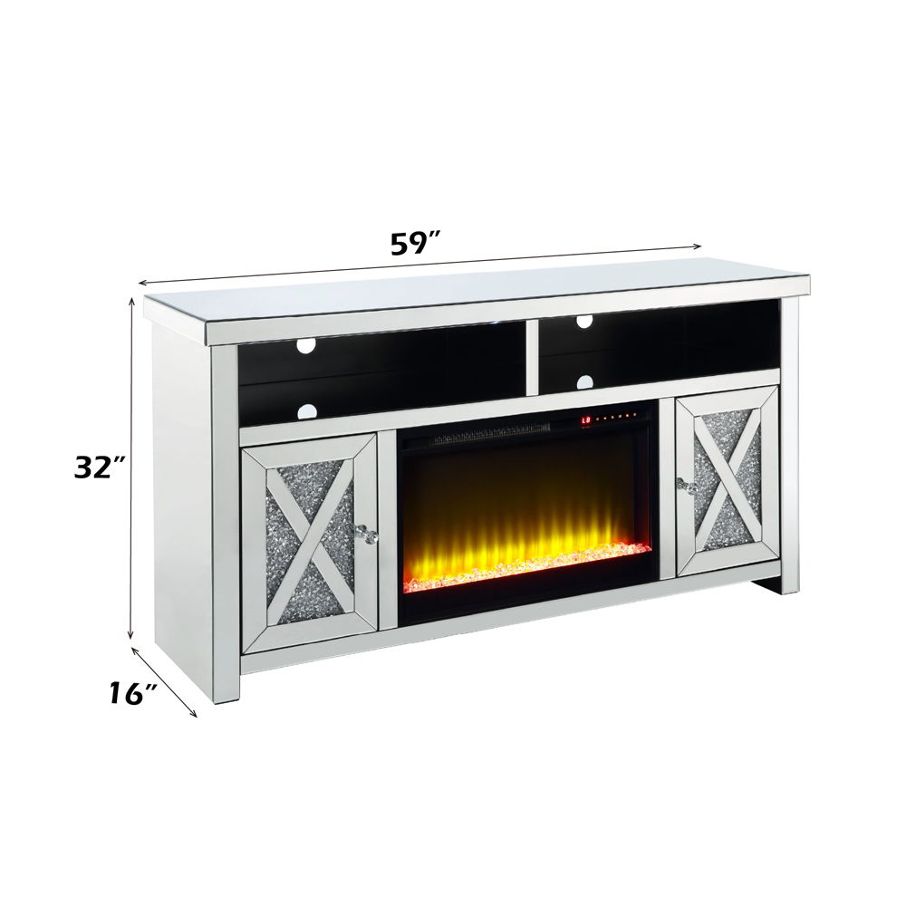 Noralie - 32" TV Stand With Fireplace - Mirrored & Faux Diamonds - Urban Living Furniture (Los Angeles, CA)