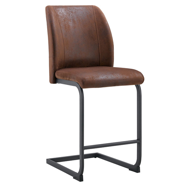 Modern Chairs With Suede Cushions And Black Metal Legs For Dining Room Or Office (Set of 2) - Brown