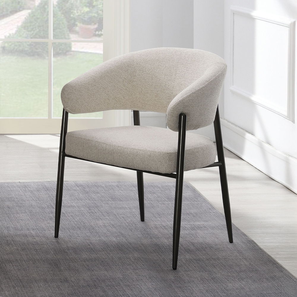 Jirina - Chenille Arm Chair With Metal Legs (Set of 2) - Beige & Black - Urban Living Furniture (Los Angeles, CA)