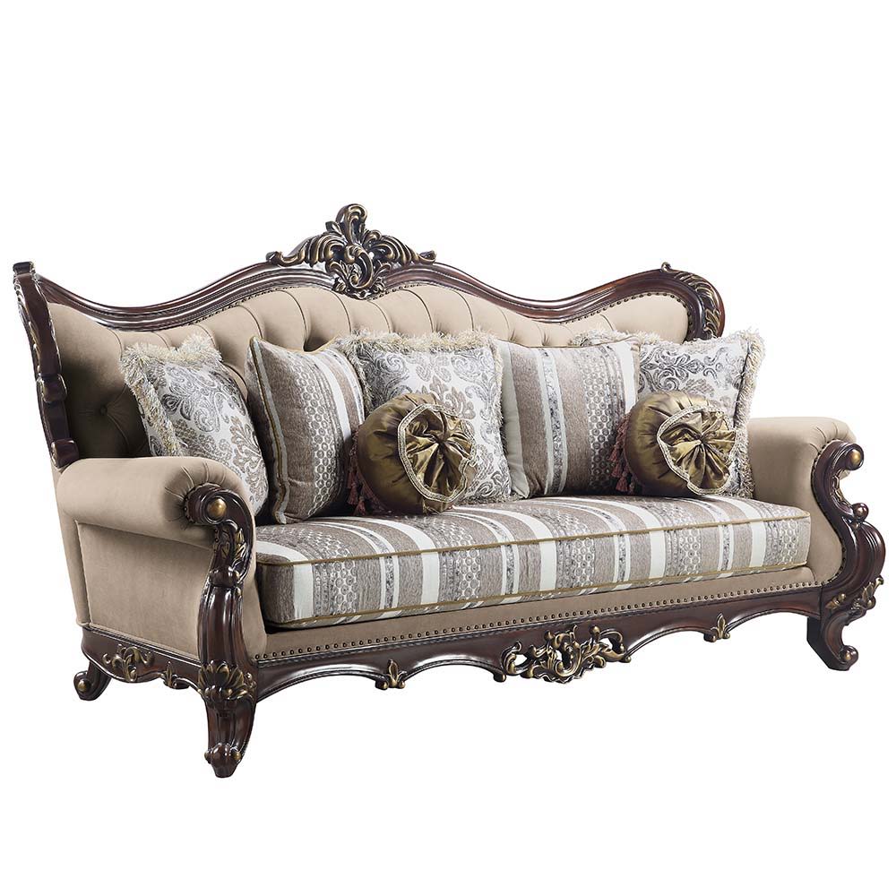 Ragnar - Sofa With 7 Pillows - Light Brown Linen & Cherry - Urban Living Furniture (Los Angeles, CA)