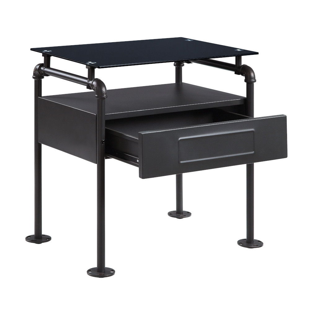 Nicipolis - Nightstand - Glass & Sandy Gray - Urban Living Furniture (Los Angeles, CA)