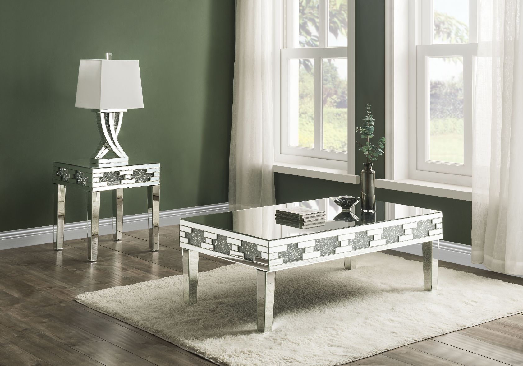 Noralie - 20" Square End Table With Faux Diamonds - Mirrored - Urban Living Furniture (Los Angeles, CA)