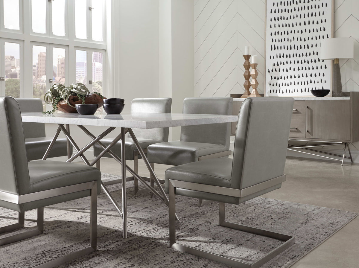 Coral - Synthetic Leather Upholstered Dining Chair (Set of 2) - Carrara / Stainless Steel