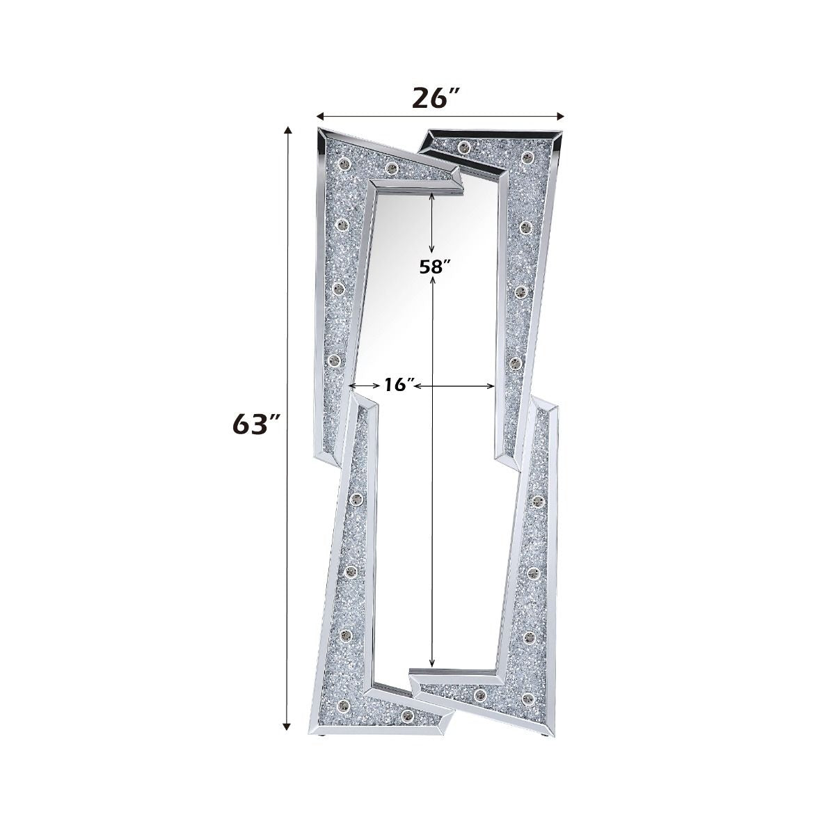 Noralie - 63" Floor Mirror - Mirrored & Faux Diamonds - Urban Living Furniture (Los Angeles, CA)