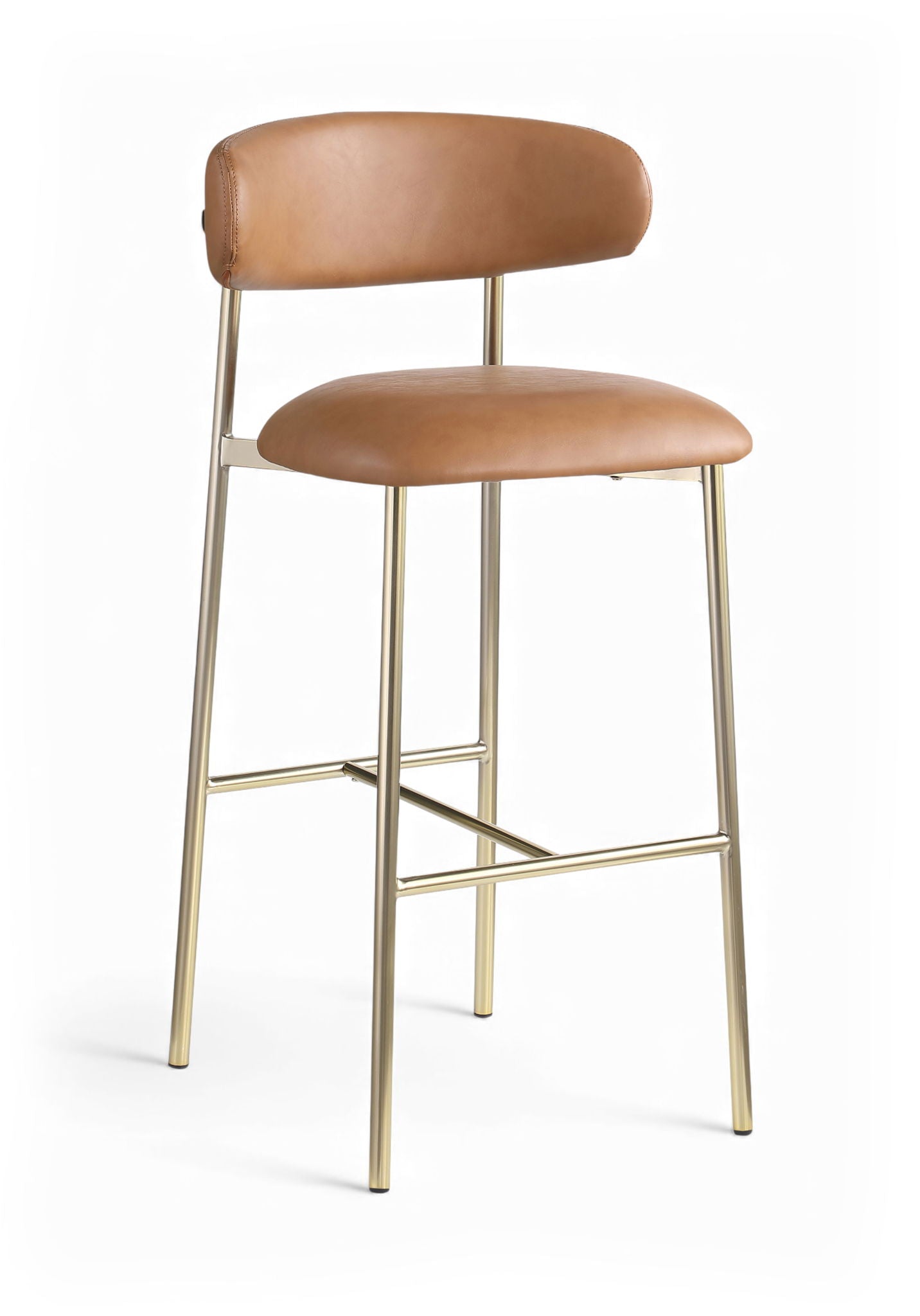 Lupita - Vegan Leather Upholstered Bar Stool With Brushed Gold Frame (Set of 2)