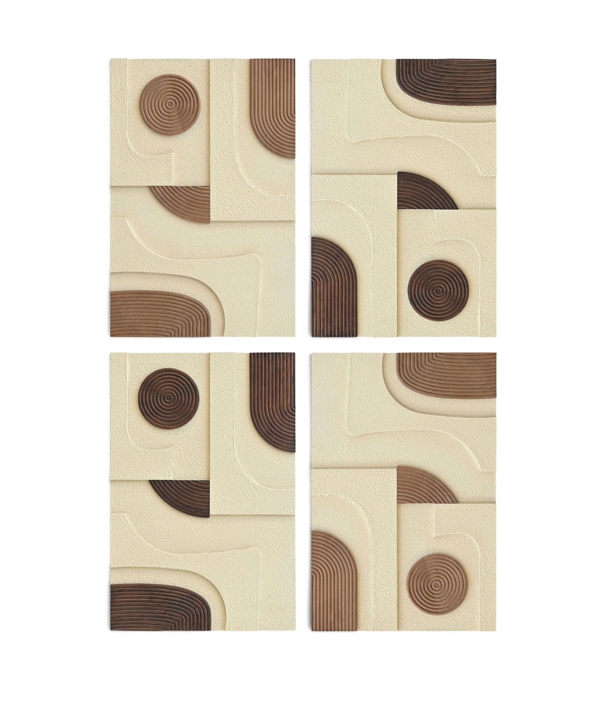 Element - Mango Wood 4 Piece Wall Art - Natural / Brown