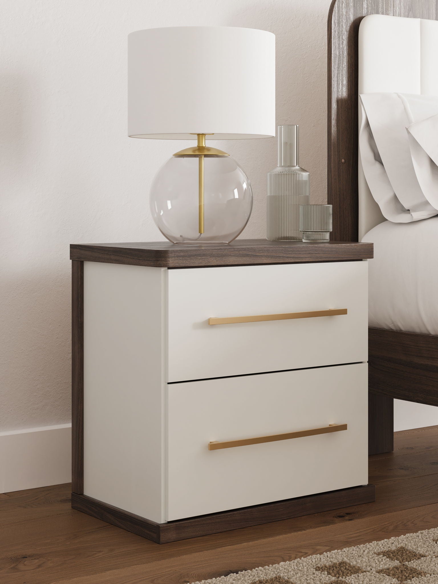 Kendanport - Brown / White - Two Drawer Night Stand - Urban Living Furniture (Los Angeles, CA)