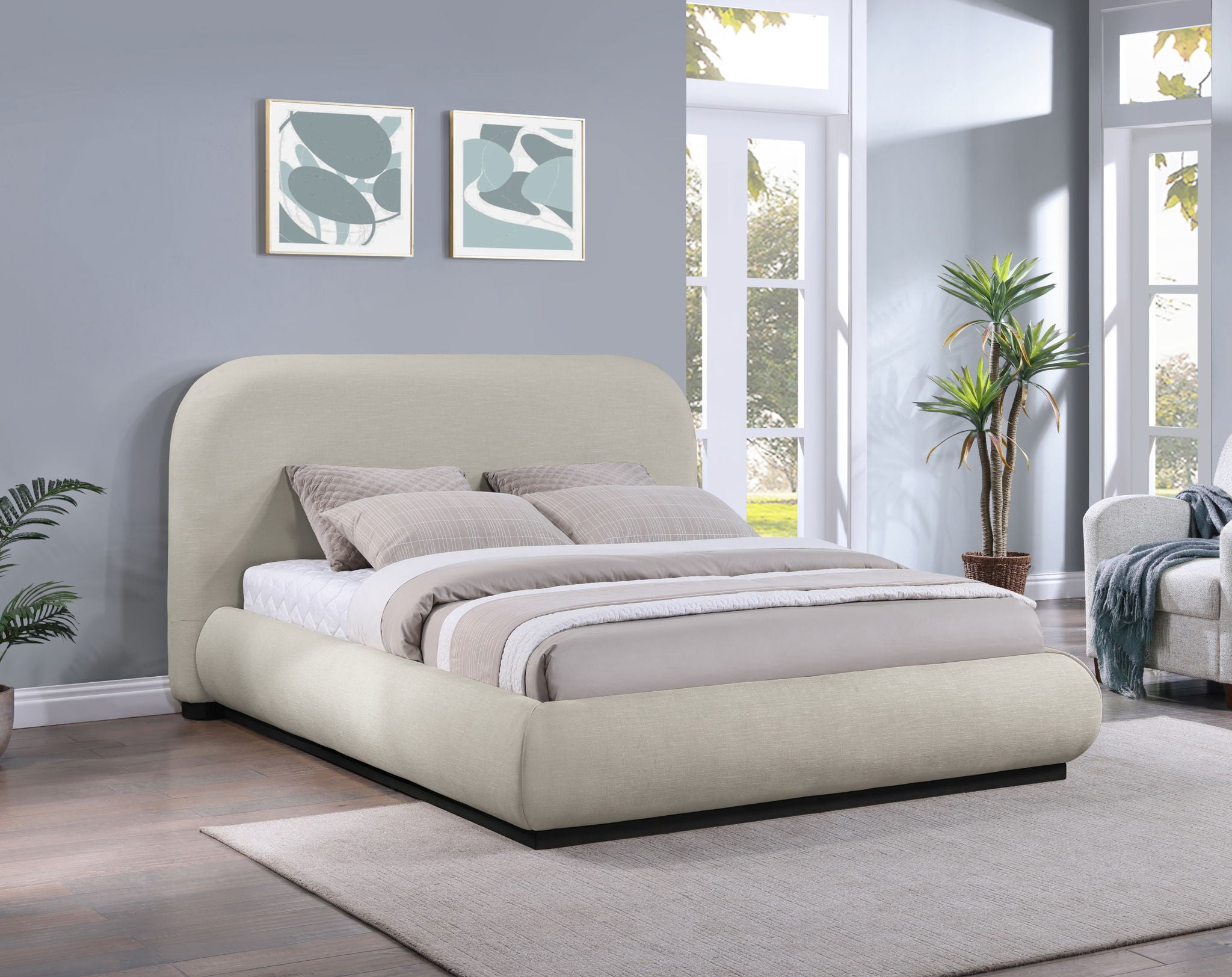 Vaughn - Chenille Bed With Black Base - Urban Living Furniture (Los Angeles, CA)