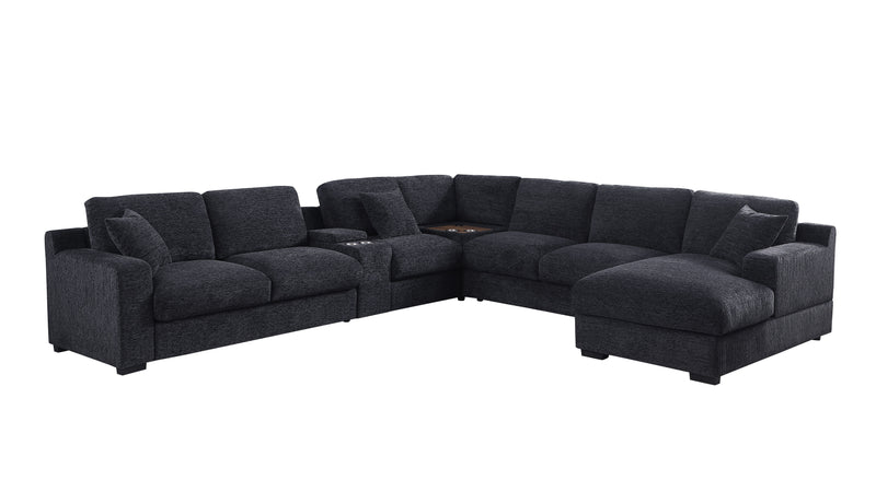 Celine - Chenille Fabric Corner Sectional Sofa With Right-Facing Chaise, Cupholders, And Charging Ports - Urban Living Furniture (Los Angeles, CA)