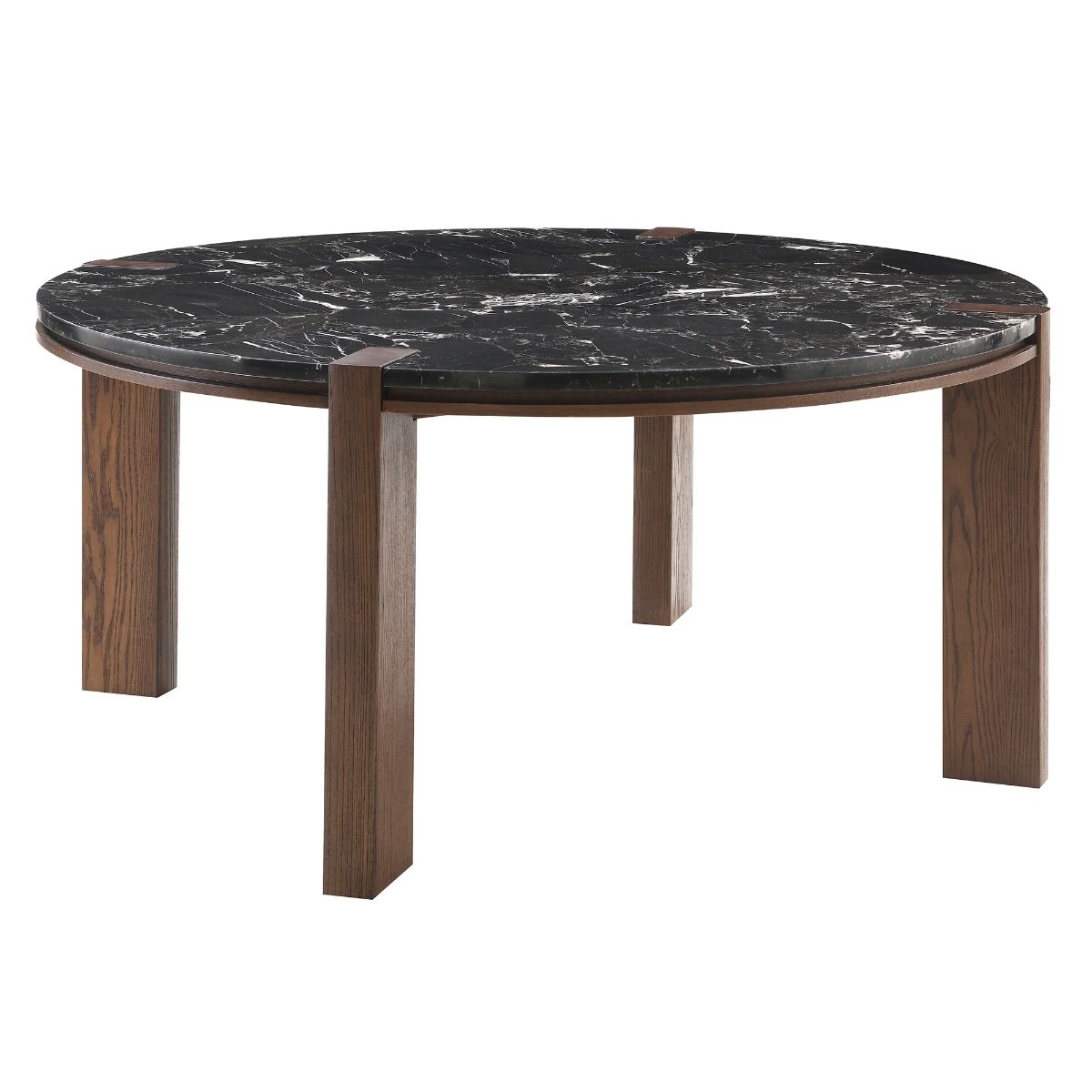 Estella - Round Dining Table With Natural Marble Top - Black Top & Walnut - Urban Living Furniture (Los Angeles, CA)