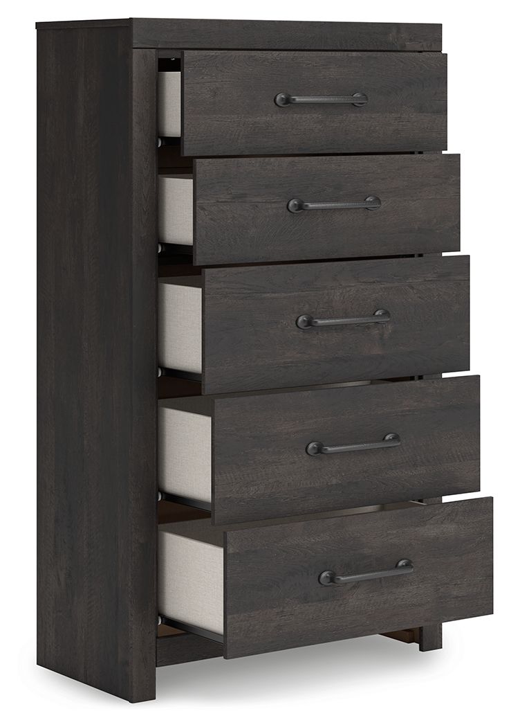 Hollivern - Dark Gray - Five Drawer Chest - Urban Living Furniture (Los Angeles, CA)