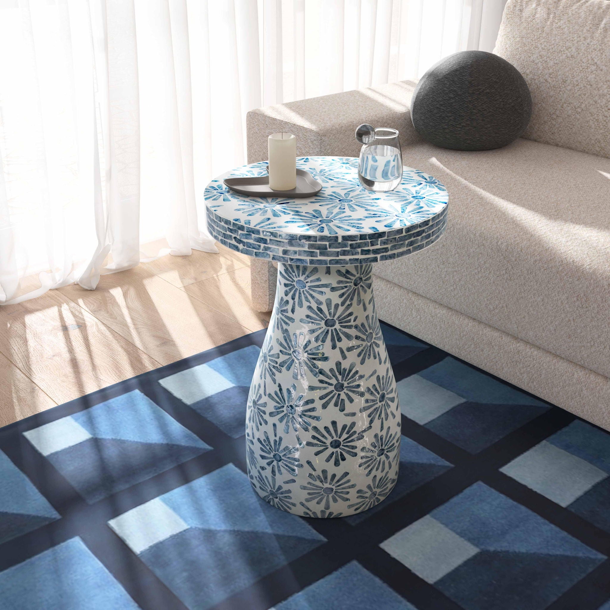 Halio - Checkered Shell Side Table - Urban Living Furniture (Los Angeles, CA)