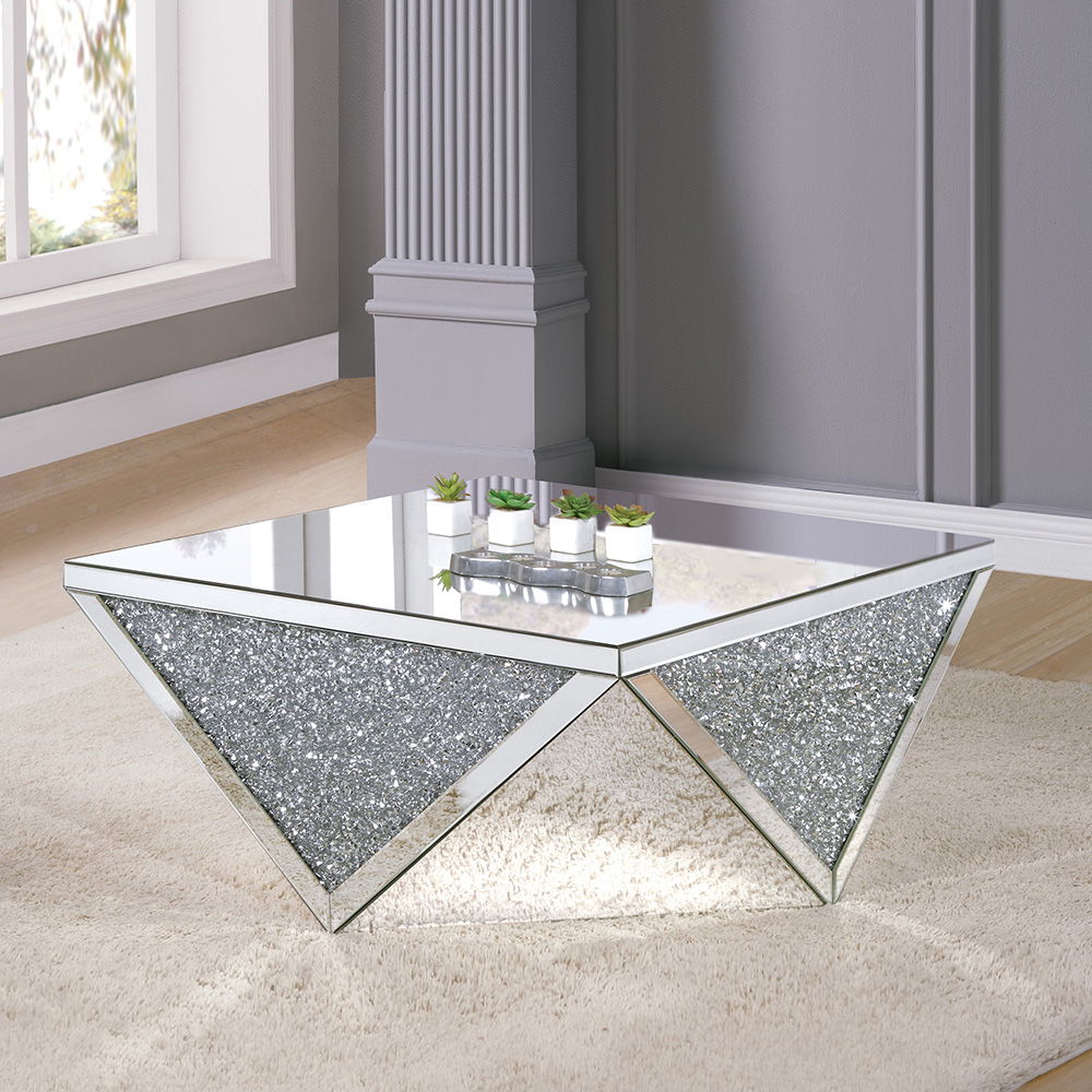 Noralie - 38" Square Coffee Table - Mirrored & Faux Diamonds - Urban Living Furniture (Los Angeles, CA)