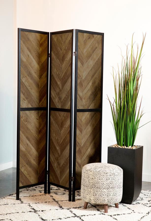 Marlene - 3 - Panel Room Divider Folding Screen - Rustic Tobacco