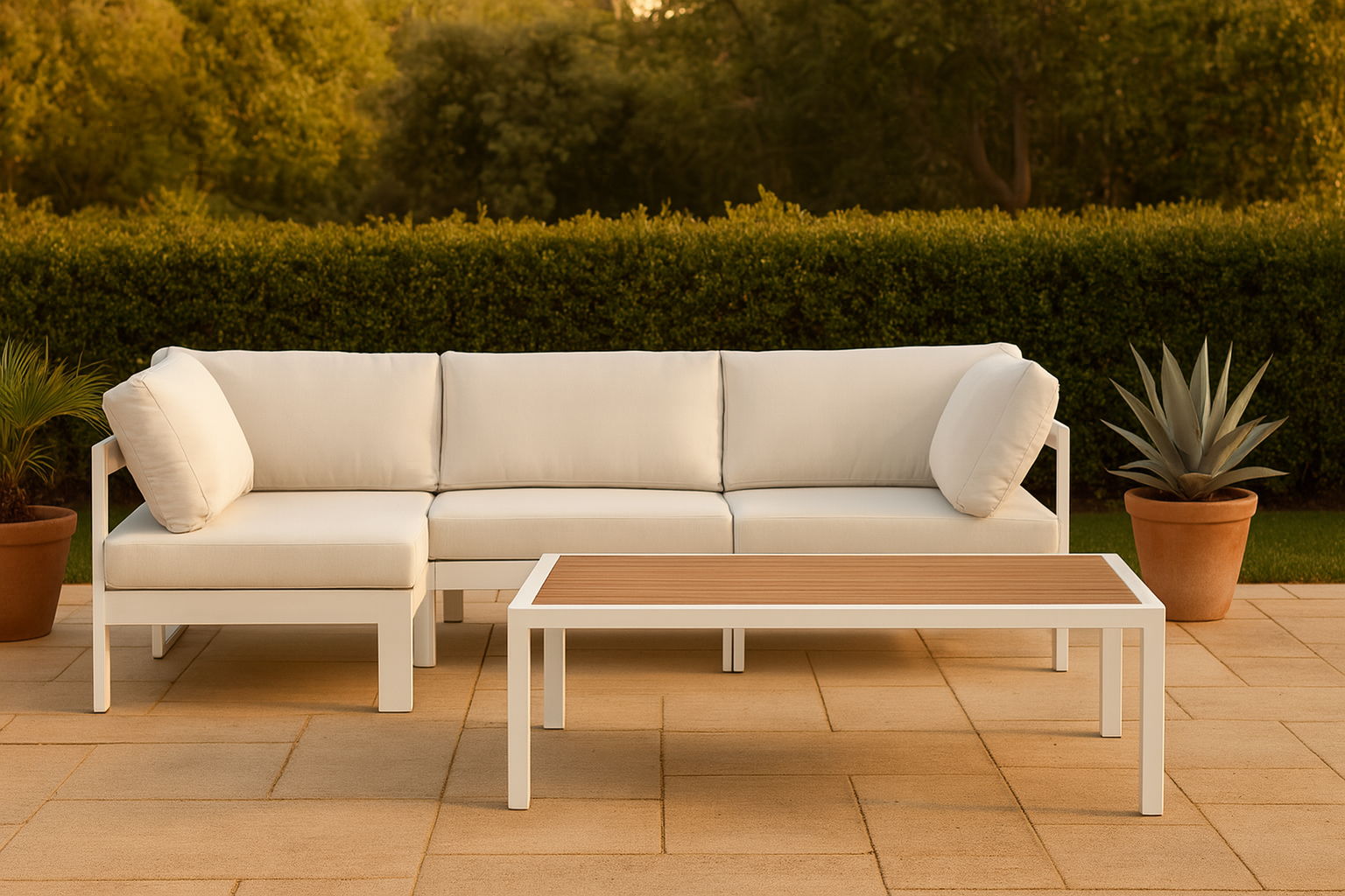 Nizuc - Outdoor Patio 4 Piece Modular Sectional With White Frame - Urban Living Furniture (Los Angeles, CA)
