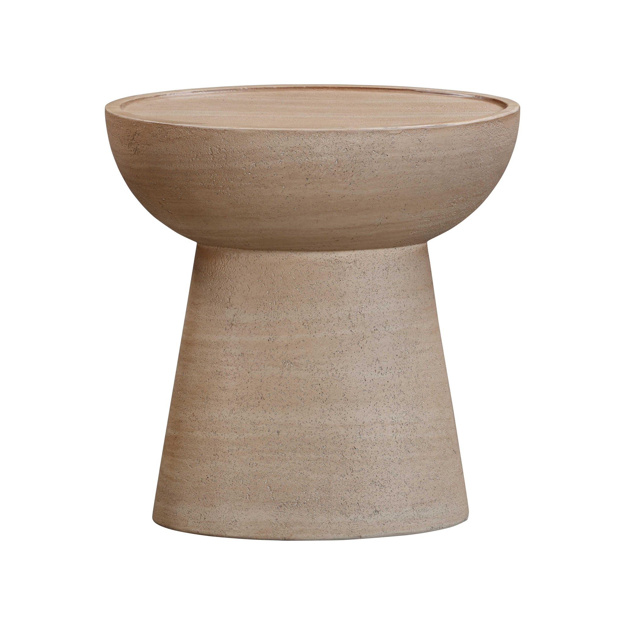 Eclipse - Textured Faux Travertine Indoor / Outdoor Side Table - Beige - Urban Living Furniture (Los Angeles, CA)