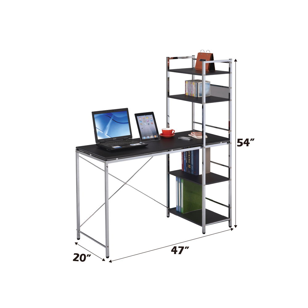 Elvis - Writing Desk With Shelves - Black & Chrome - Urban Living Furniture (Los Angeles, CA)