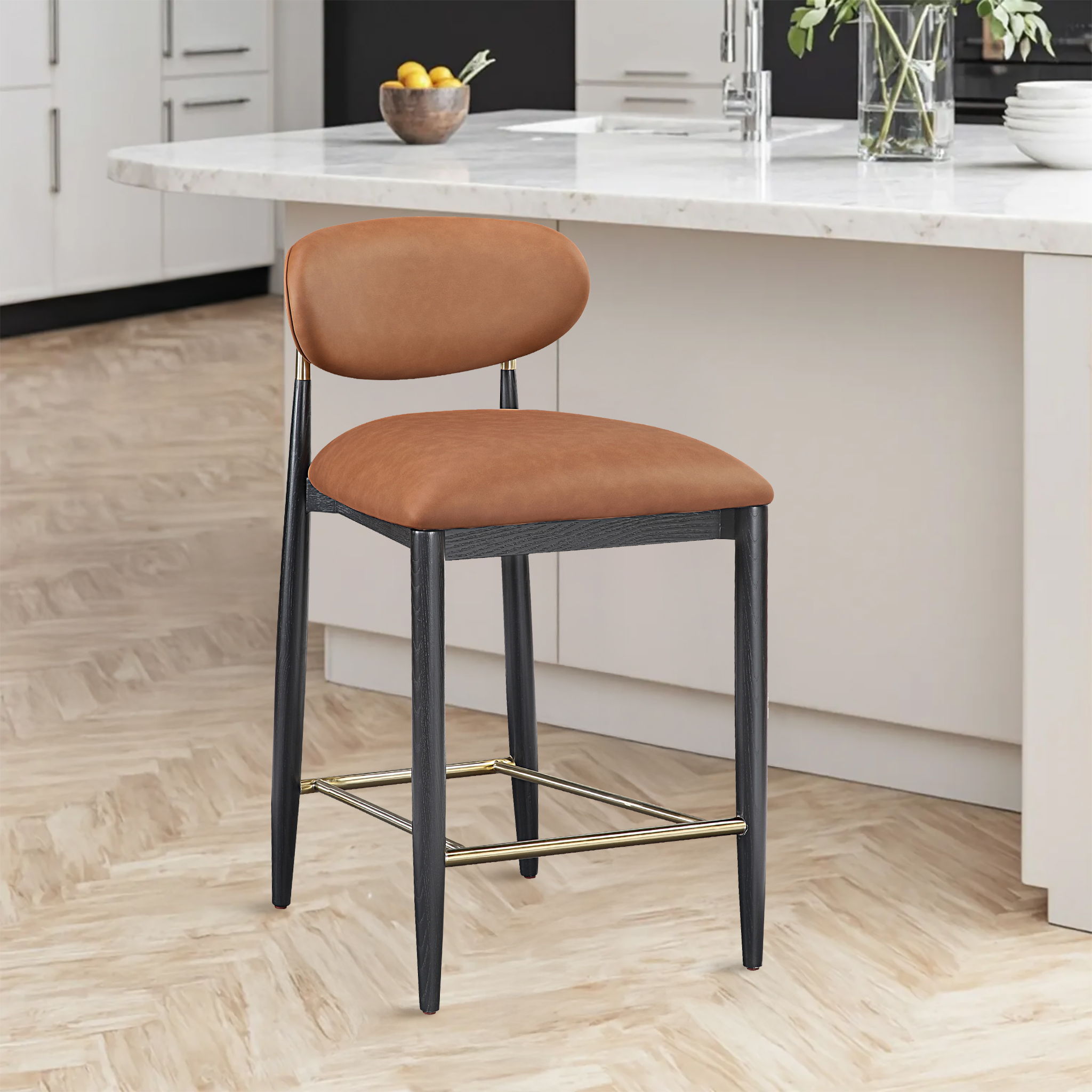 Riccio - Stool - Black And Gold Frame