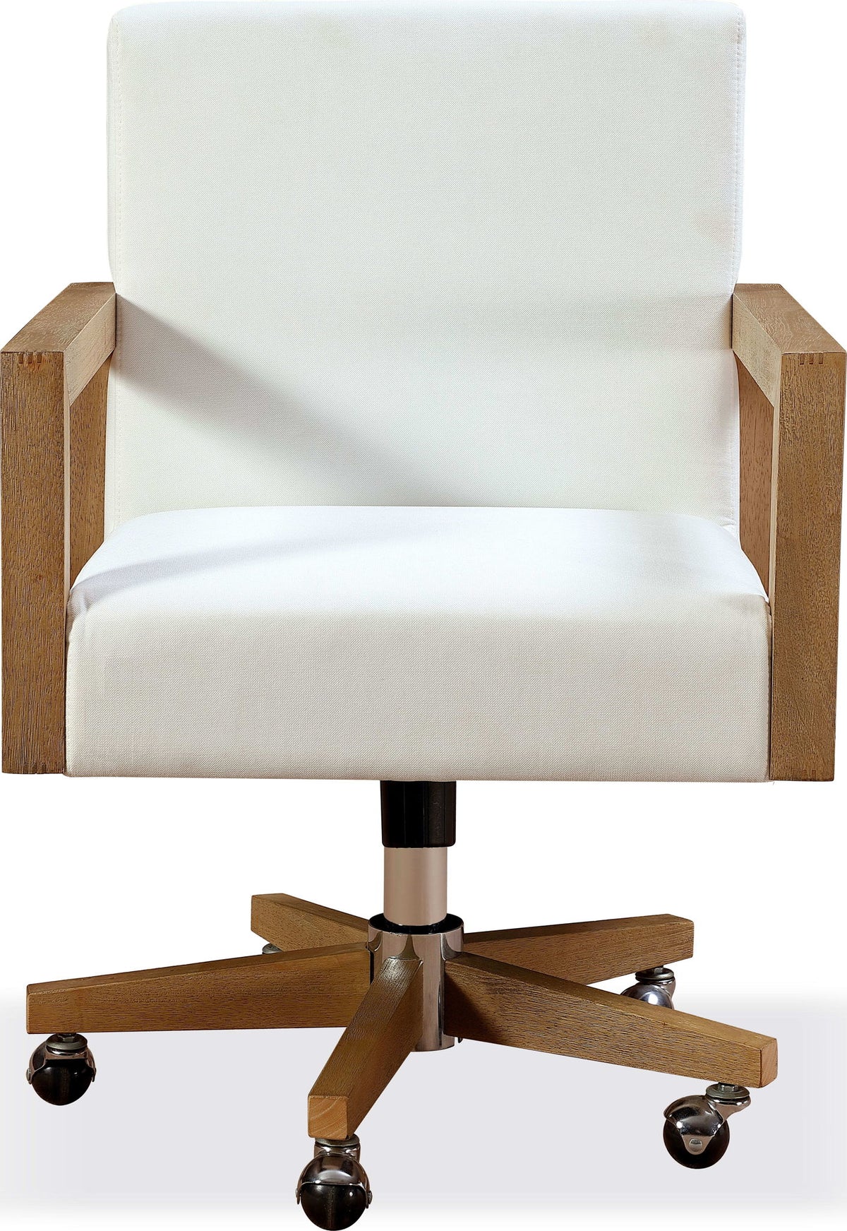One - Wood Frame Home Office Chair - Solid Wood And White Canvas