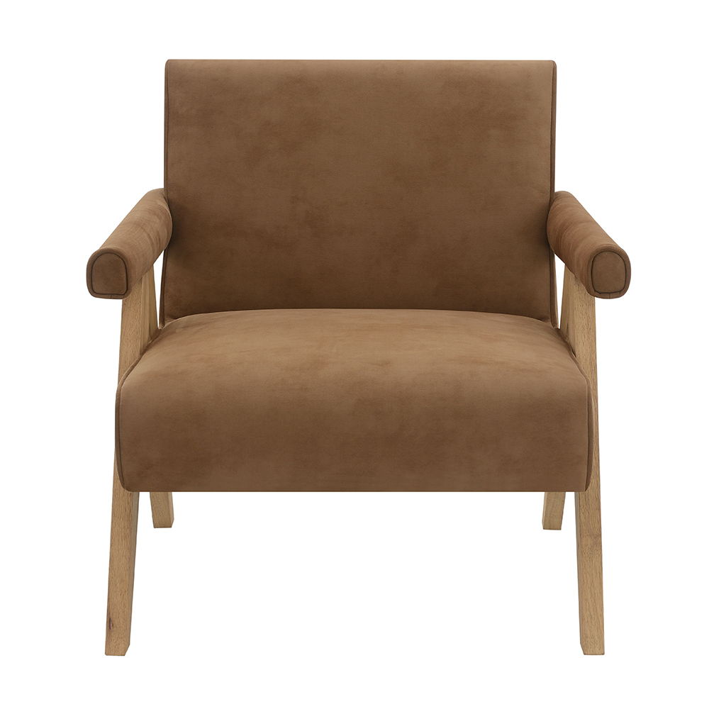 Zoey - Accent Chair - Chocolate Suede & Oak - Urban Living Furniture (Los Angeles, CA)