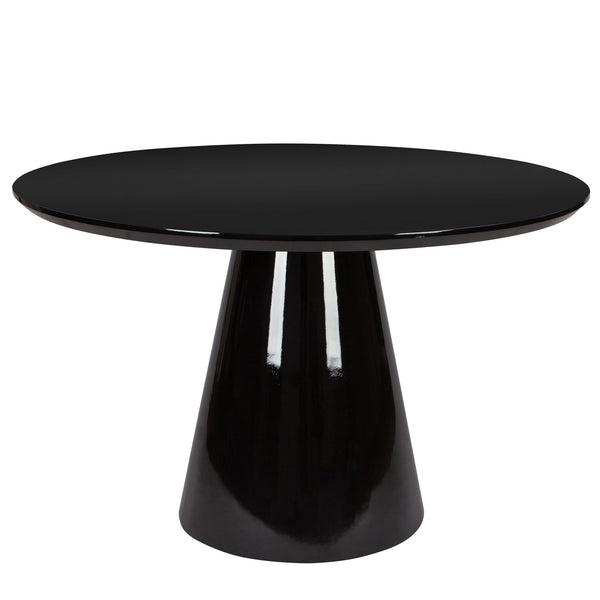Modern High Gloss Minimalist Round Dining Table - Black