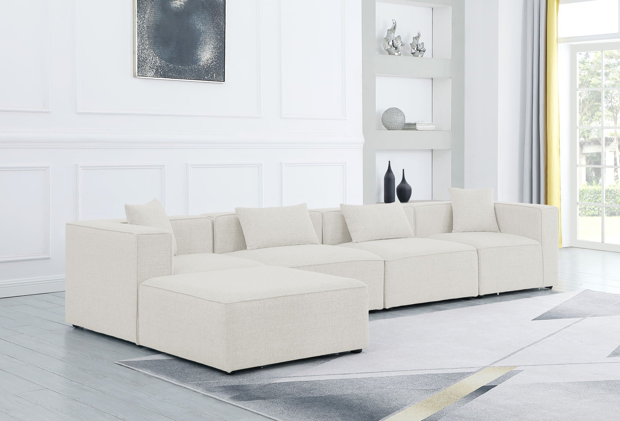 Cube - Linen 5 Piece Modular Sectional With Chaise - Urban Living Furniture (Los Angeles, CA)