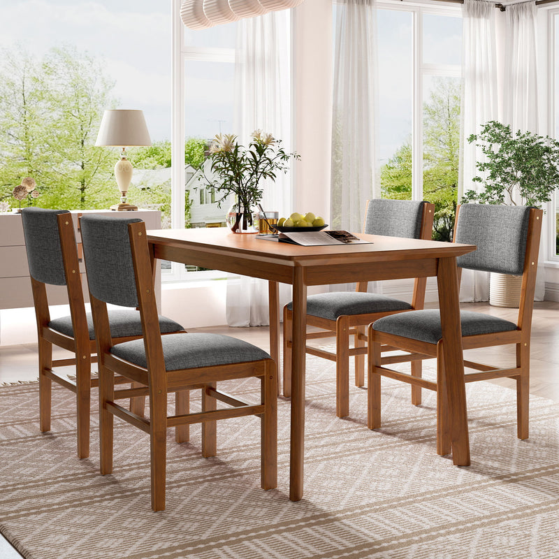 Dining Chairs (Set of 4), Mid Century Modern Fabric Upholstered Kitchen Side Chairs, Farmhouse Dining Room Chair - Brown / Gray
