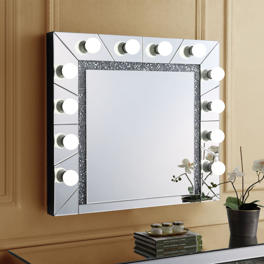 Noralie - 28" Accent Mirror - Mirrored & Faux Diamonds - Urban Living Furniture (Los Angeles, CA)
