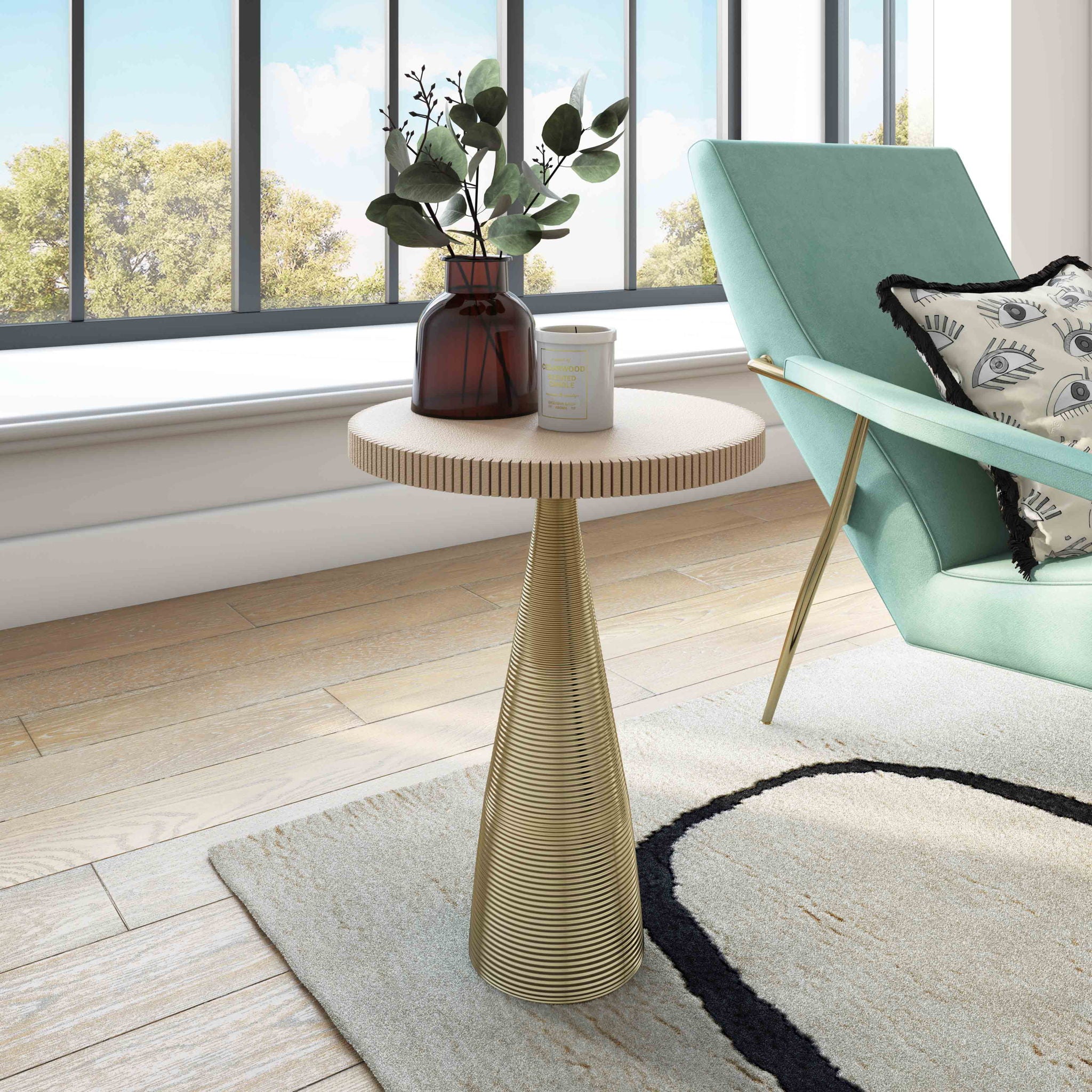 Celeste - Ribbed Side Table - Beige - Urban Living Furniture (Los Angeles, CA)