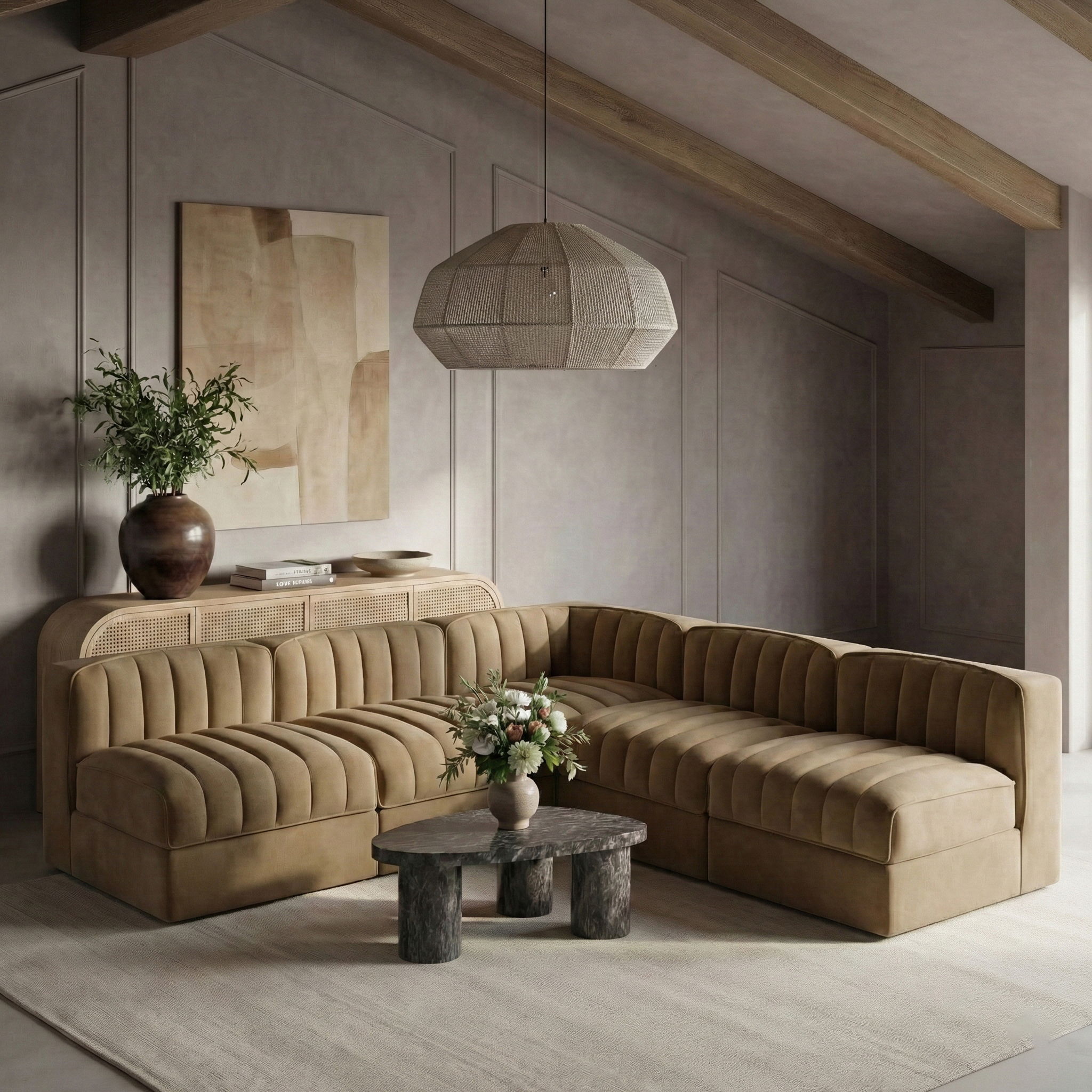Rummi - Armless Velvet Performance Fabric Upholstered 5 Piece Modular Sectional - Urban Living Furniture (Los Angeles, CA)