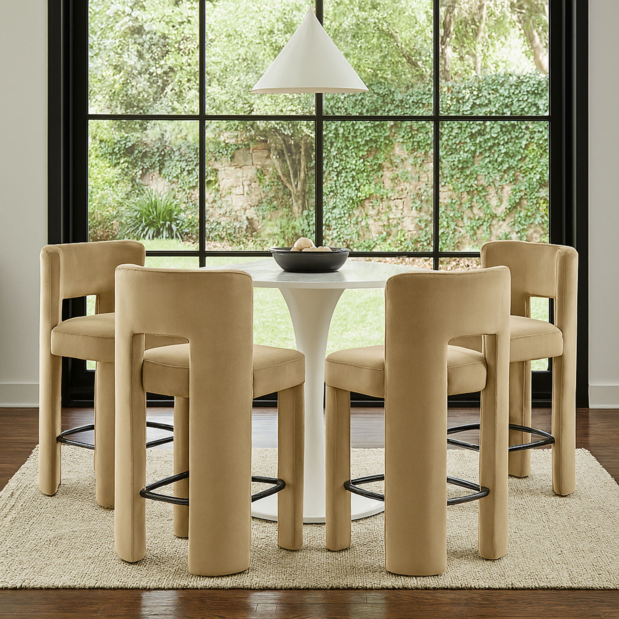 Zuno - Velvet Performance Fabric Upholstered Counter Stool (Set of 2) - Urban Living Furniture (Los Angeles, CA)