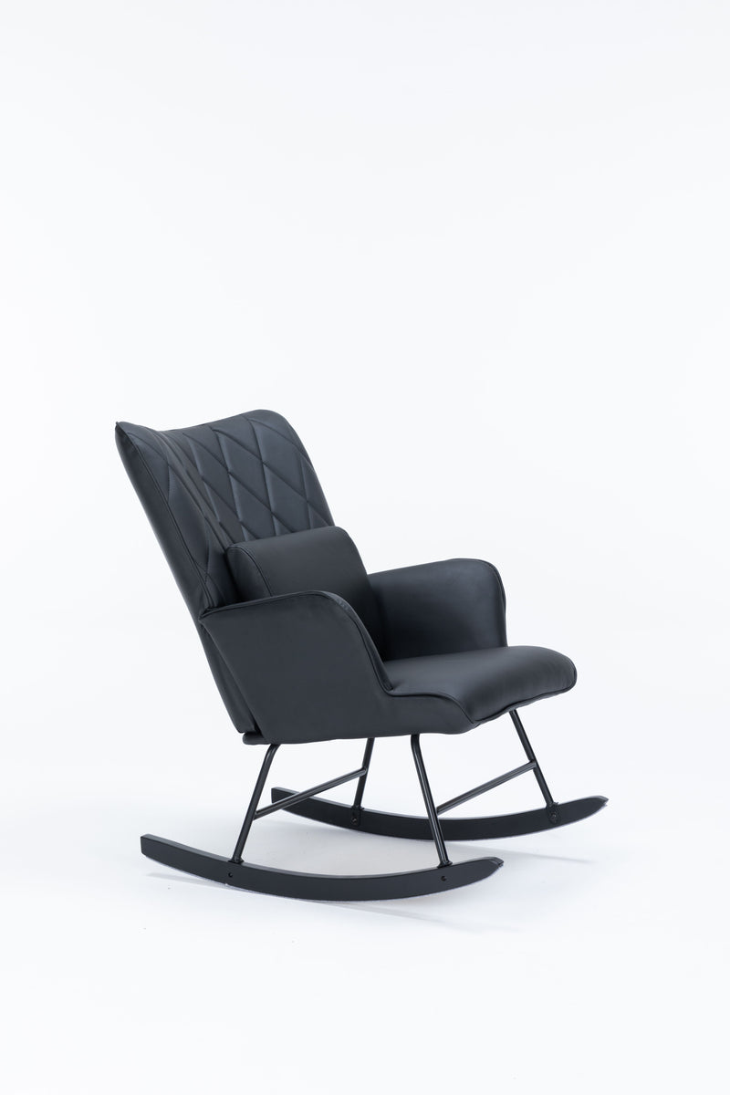 Rocking Accent Chair With Lumbar Pillow And Ottoman