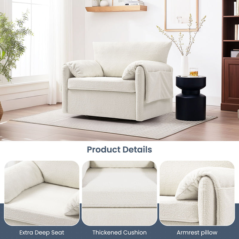Oversized Swivel Armchair Modern Chair & Single Sofa Lounge, Comfortable Seating For Living Room