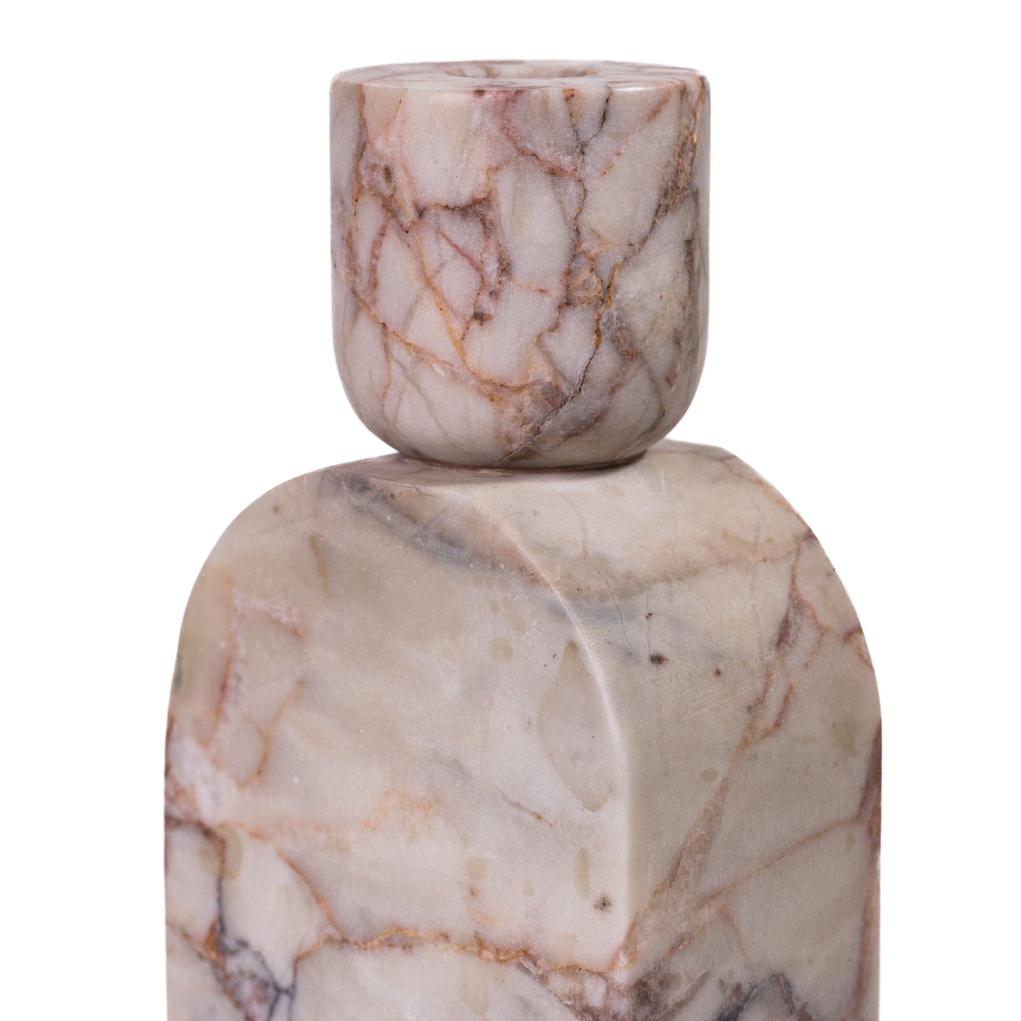 Marble Foundation Candle Holder - White Brown - Urban Living Furniture (Los Angeles, CA)
