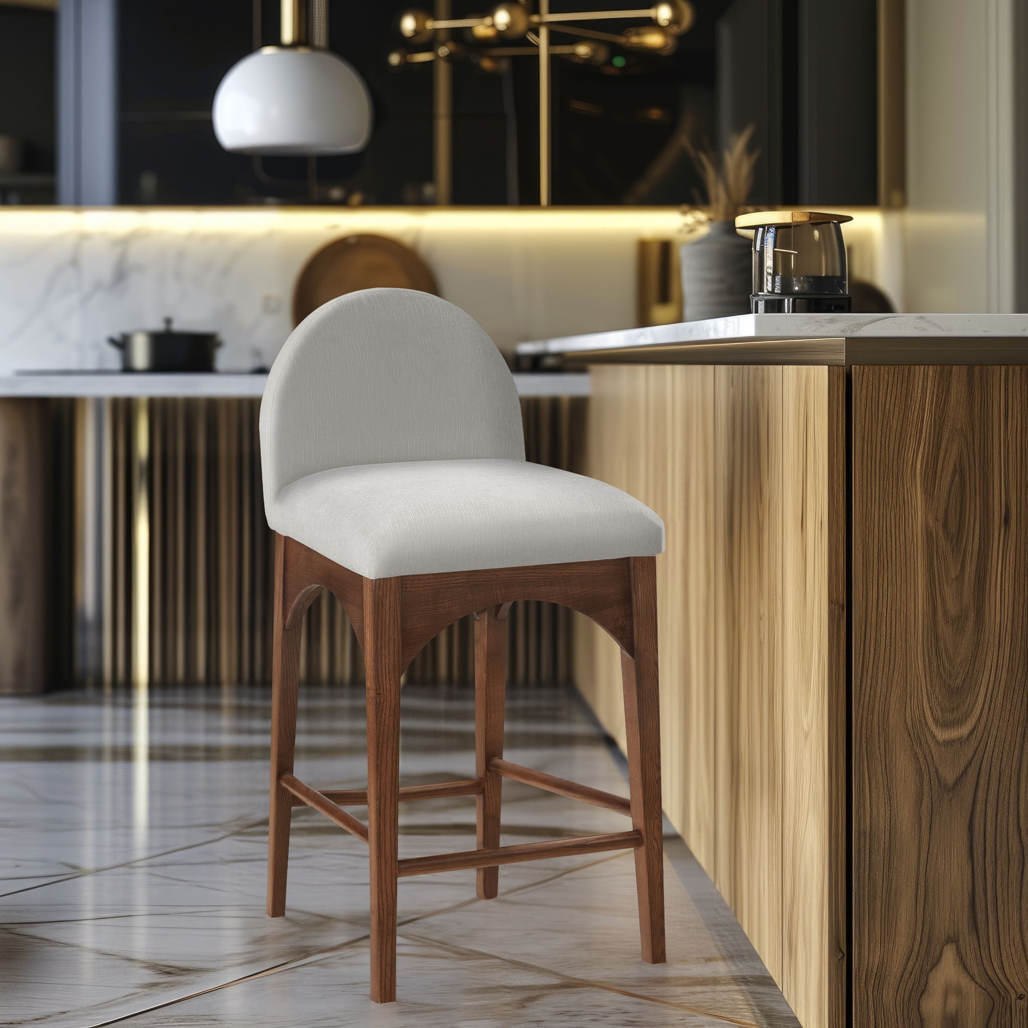Waldorf - Chenille Stool With Brown Legs - Urban Living Furniture (Los Angeles, CA)