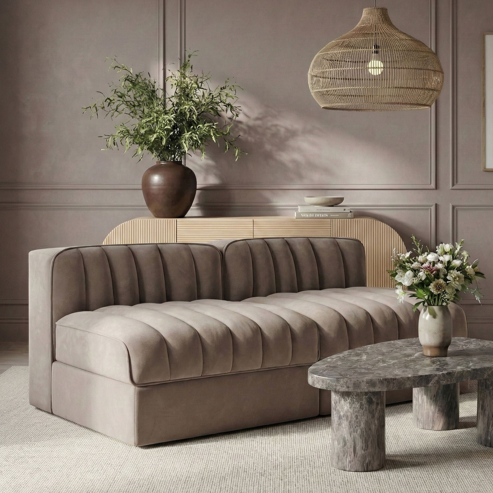 Rummi - Velvet Performance Fabric Upholstered 2 Piece Modular Armless Loveseat - Urban Living Furniture (Los Angeles, CA)